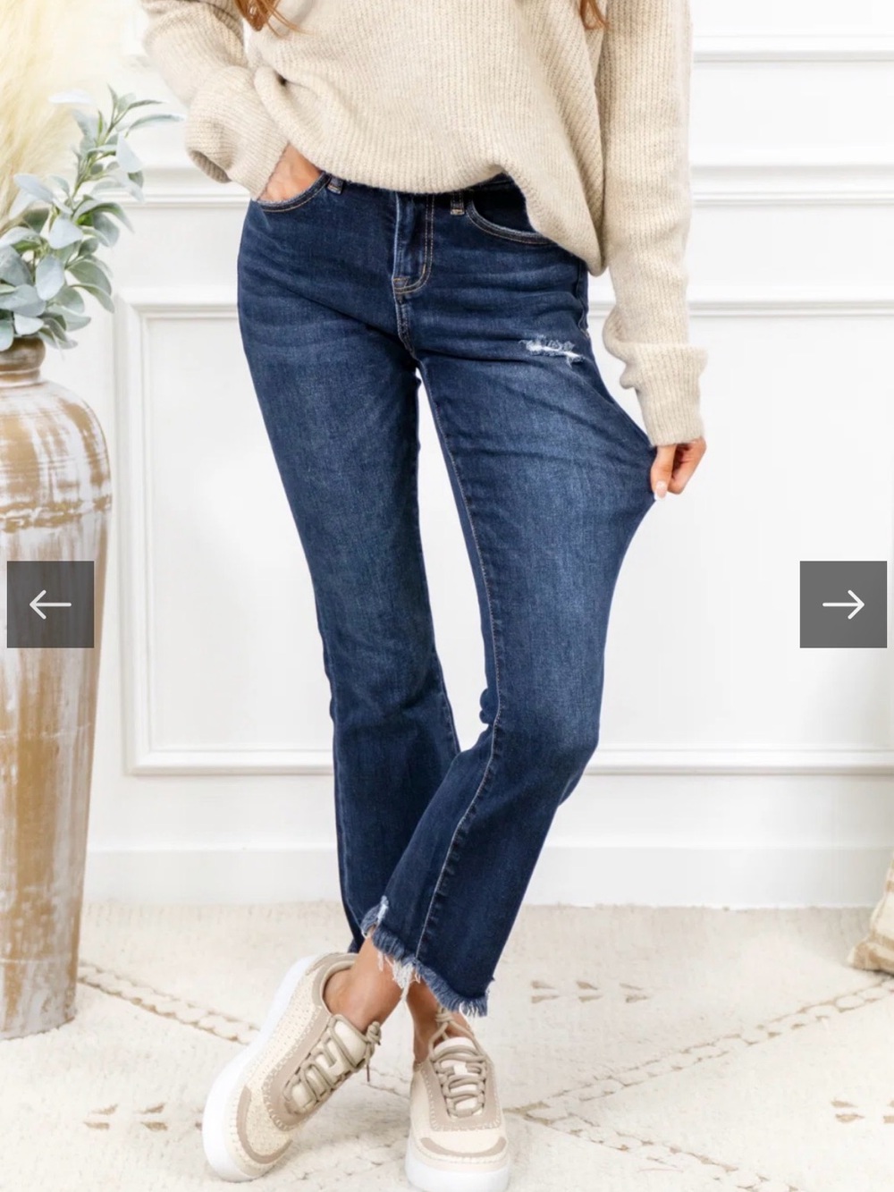 When in Rome Kick Flare Crop Mica Jeans (Dark Wash) - Picture 5 of 9
